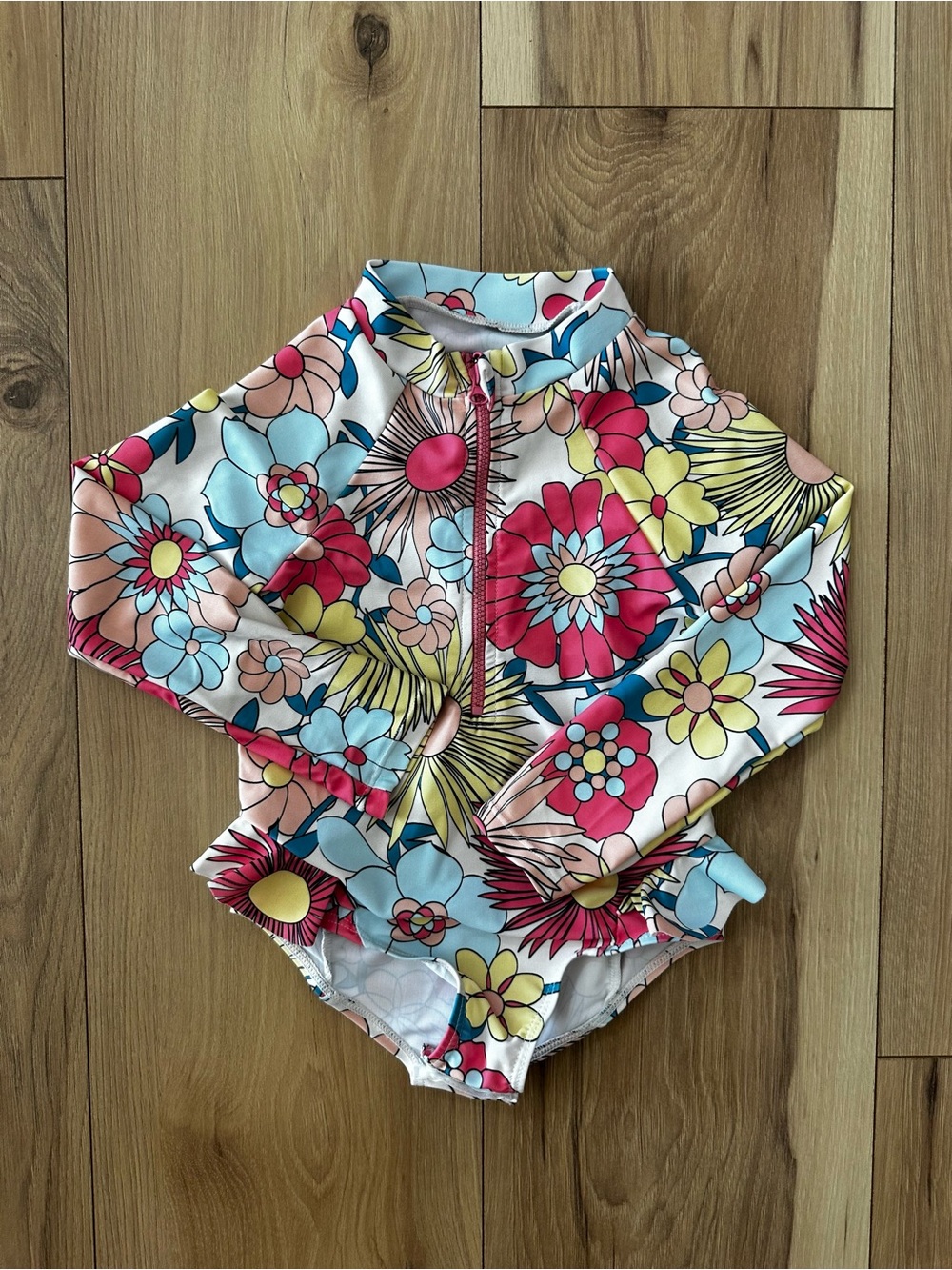 Jessica Simpson Kids Floral Long-Sleeve Rashguard - Pink, Blue & Yellow